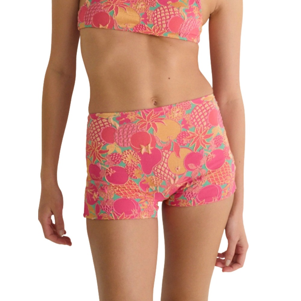 Mayanna Penny Short Fuchsia Flora Pink Fruit Jacquard Swim Bottoms NWOT $135 M